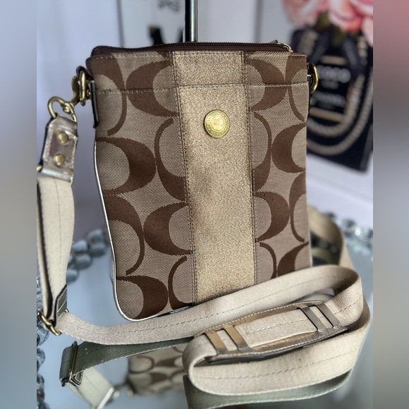 Coach Signature Jacquard North South Lurex Crossbody No. M0867-42246 - Picture 3 of 8